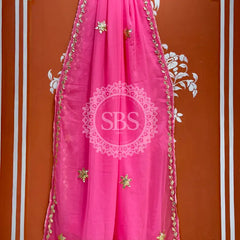 ROYAL GEORGETTE BOOTA SAREE Pink / Free Size