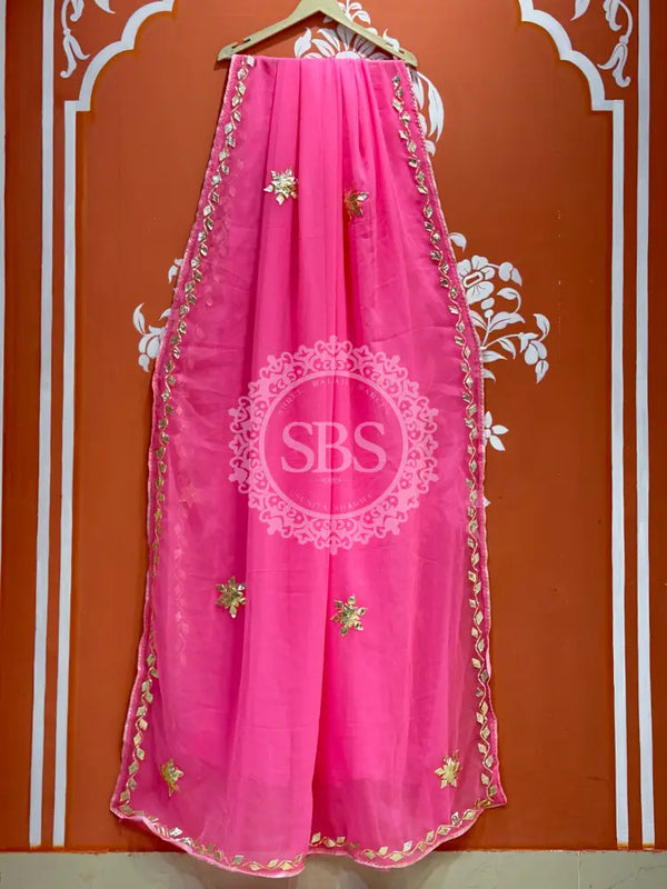 ROYAL GEORGETTE BOOTA SAREE Pink / Free Size