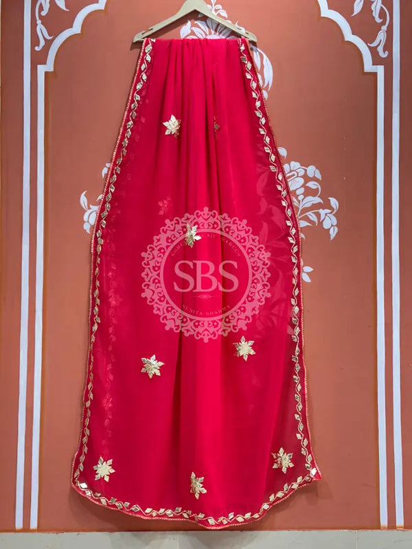 ROYAL GEORGETTE BOOTA SAREE Rani / Free Size