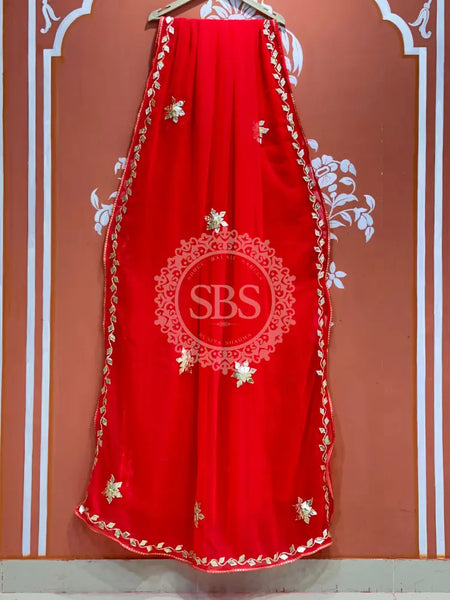 ROYAL GEORGETTE BOOTA SAREE Red / Free Size