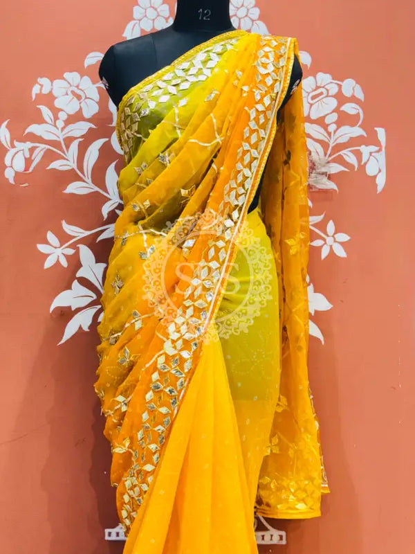 ROYAL GEORGETTE KACHI PATTI SAREE
