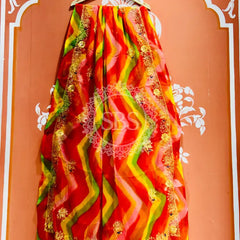 ROYAL GEORGETTE KACHI PATTI SAREE Multi / Free Size