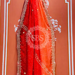 ROYAL GEORGETTE KACHI PATTI SAREE Orange / Free Size