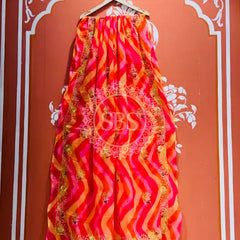 ROYAL GEORGETTE KACHI PATTI SAREE Pink / Free Size