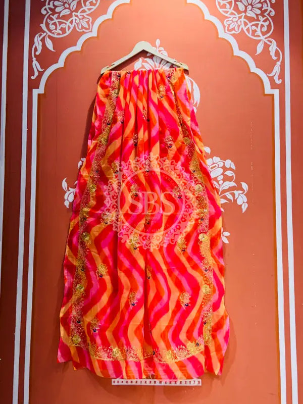 ROYAL GEORGETTE KACHI PATTI SAREE Pink / Free Size