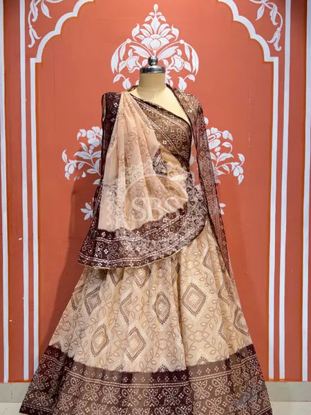ROYAL GEORGETTE LIGHTWEIGHT FLARED LEHENGA Beige