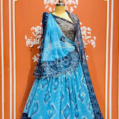 ROYAL GEORGETTE LIGHTWEIGHT FLARED LEHENGA Blue