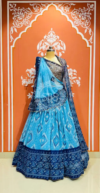 ROYAL GEORGETTE LIGHTWEIGHT FLARED LEHENGA Blue