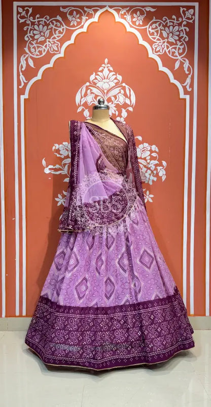 ROYAL GEORGETTE LIGHTWEIGHT FLARED LEHENGA Levender