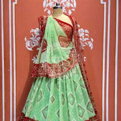 ROYAL GEORGETTE LIGHTWEIGHT FLARED LEHENGA LIGHT GREEN