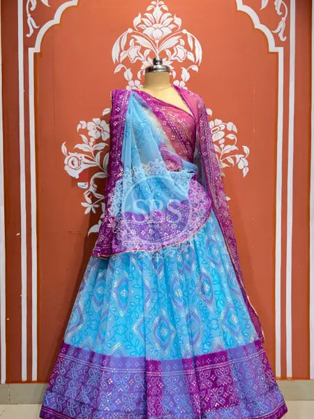 ROYAL GEORGETTE LIGHTWEIGHT FLARED LEHENGA Sky Blue