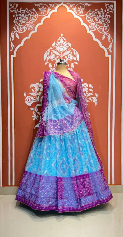 ROYAL GEORGETTE LIGHTWEIGHT FLARED LEHENGA Sky Blue