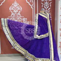 ROYAL PURPLE MOTHRA GOTA BORDER FULL FLARED LEHENGA