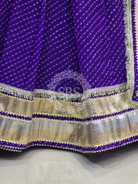 ROYAL PURPLE MOTHRA GOTA BORDER FULL FLARED LEHENGA