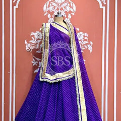 ROYAL PURPLE MOTHRA GOTA BORDER FULL FLARED LEHENGA