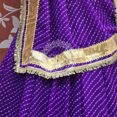 ROYAL PURPLE MOTHRA GOTA BORDER FULL FLARED LEHENGA