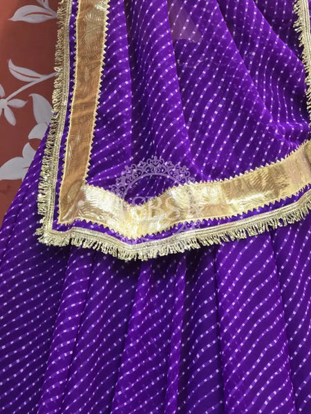ROYAL PURPLE MOTHRA GOTA BORDER FULL FLARED LEHENGA