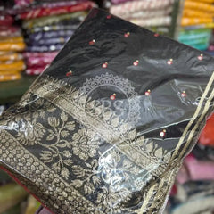 RUSSIAN DOLA SILK SAREE Black / Free Size