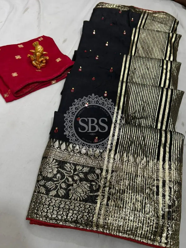 RUSSIAN DOLA SILK SAREE Black / Free Size
