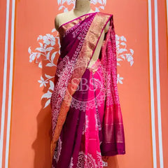 RUSSIAN SILK BOOTA SAREE Purple / Free Size