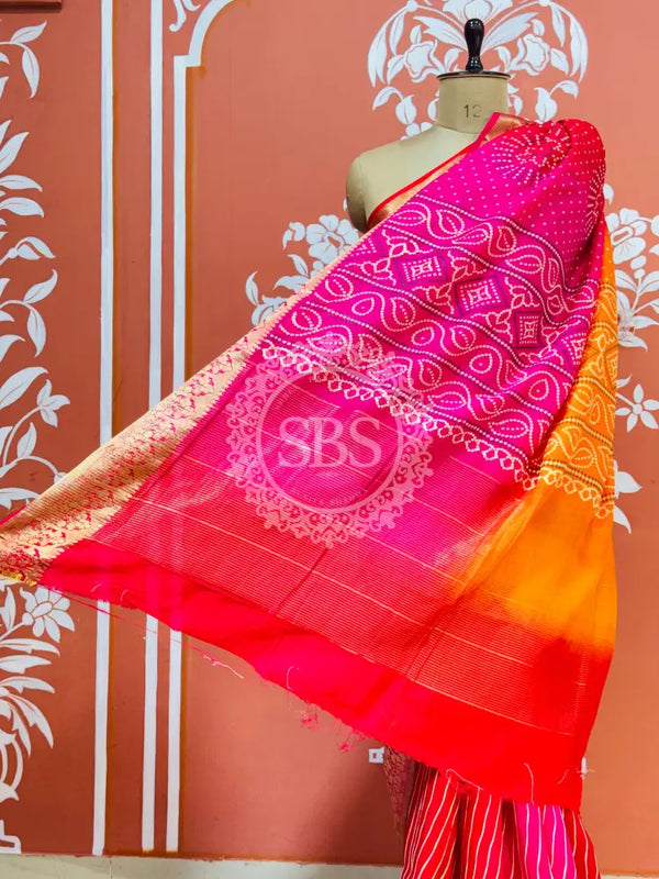 RUSSIAN SILK LEHERIYA SAREE