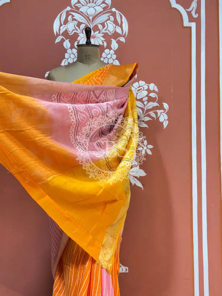 RUSSIAN SILK LEHERIYA SAREE