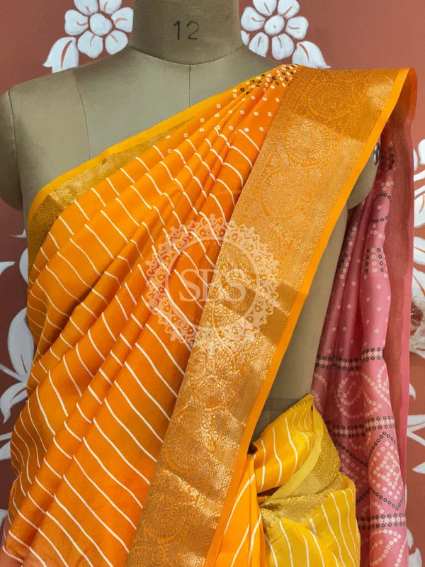 RUSSIAN SILK LEHERIYA SAREE