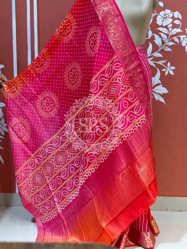 RUSSIAN SILK LEHERIYA SAREE