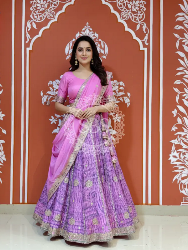 SHIBORI GOTA PATTI CHINON LEHENGA Levender