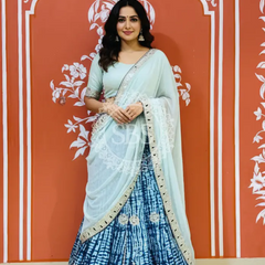 SHIBORI GOTA PATTI CHINON LEHENGA Sky Blue