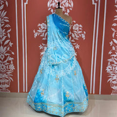 SHIBORI LEHERIYA GOTA PATTI LEHENGA Blue / Free Size