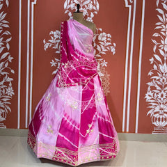 SHIBORI LEHERIYA GOTA PATTI LEHENGA Pink / Free Size