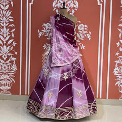 SHIBORI LEHERIYA GOTA PATTI LEHENGA Purple / Free Size