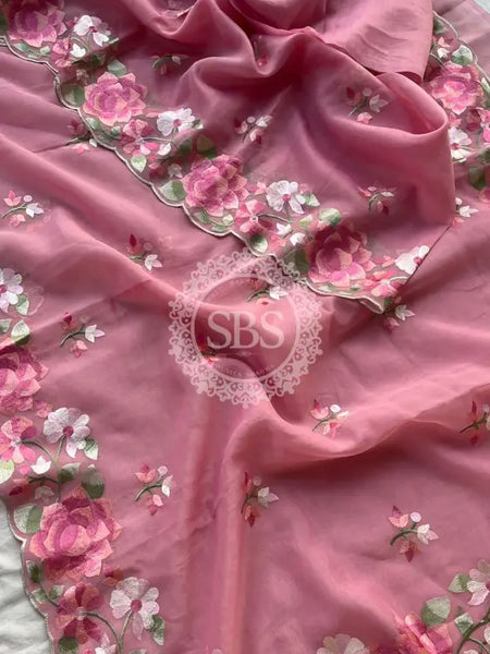 SOFT LINEN SAREE Pink / Free Size