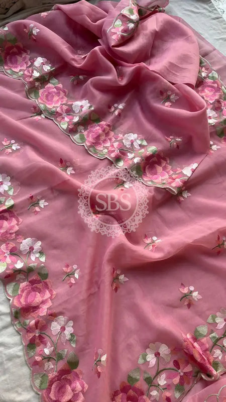 SOFT LINEN SAREE Pink / Free Size