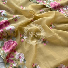 SOFT LINEN SAREE Yellow / Free Size