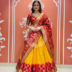 TAFETA SILK 24 KALI GHATCHOLA LEHENGA