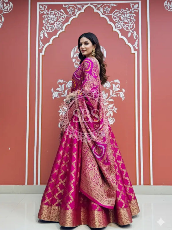 TAFETA SILK 24 KALI GHATCHOLA LEHENGA