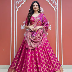 TAFETA SILK 24 KALI GHATCHOLA LEHENGA