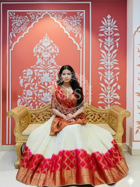 TAFETA SILK 24 KALI GHATCHOLA LEHENGA