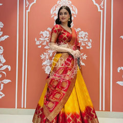 TAFETA SILK 24 KALI GHATCHOLA LEHENGA