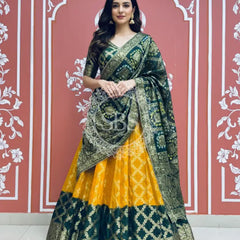 TAFETA SILK 24 KALI GHATCHOLA LEHENGA