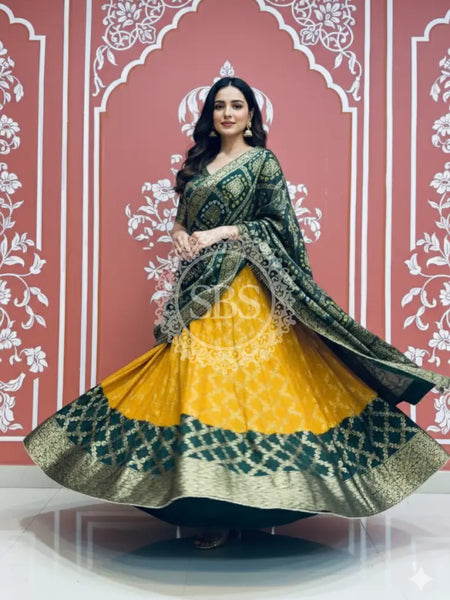 TAFETA SILK 24 KALI GHATCHOLA LEHENGA