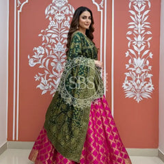 TAFETA SILK 24 KALI GHATCHOLA LEHENGA