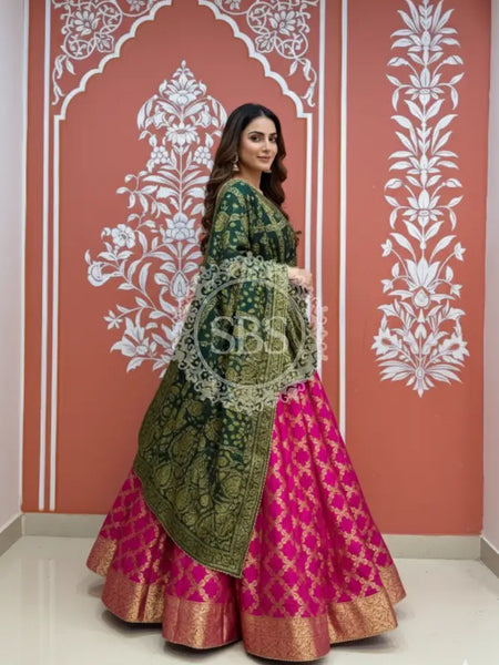 TAFETA SILK 24 KALI GHATCHOLA LEHENGA