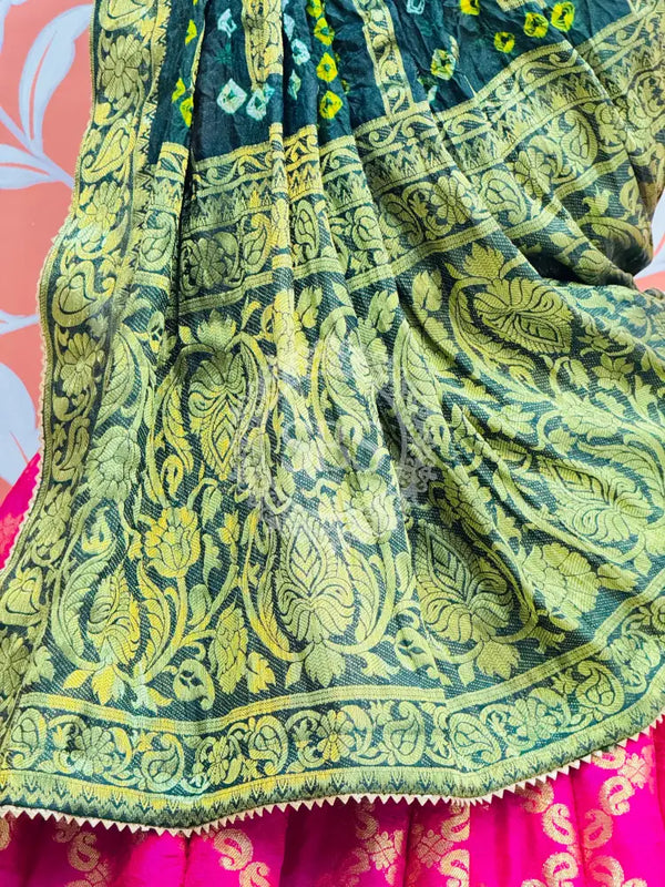 TAFETA SILK 24 KALI GHATCHOLA LEHENGA