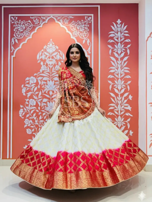TAFETA SILK 24 KALI GHATCHOLA LEHENGA