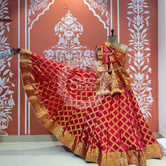TAFETA SILK 24 KALI GHATCHOLA LEHENGA