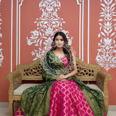 TAFETA SILK 24 KALI GHATCHOLA LEHENGA