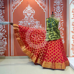 TAFETA SILK 24 KALI GHATCHOLA LEHENGA